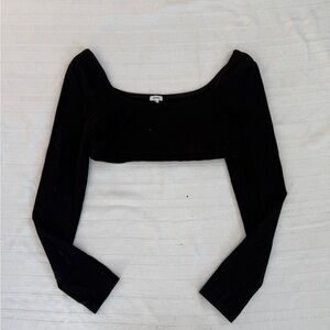 Garage Black Fitted Long Sleeve Crop Bodysuit
